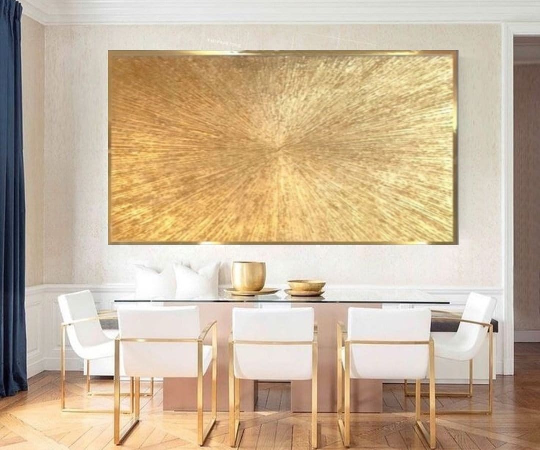 Gold Leaf Painting Gold Abstract Art 3D Textured Wall Gold Canvas Art ...