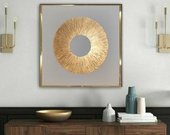 White gold abstract painting gold leaf art gold textured canvas wall art 3D metallic gold artwork modern acrylic painting living room decor