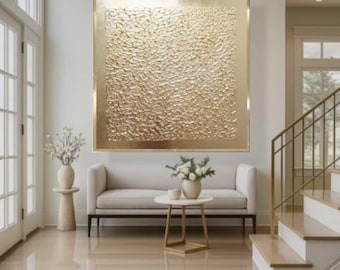 抽象的な幾何学的な壁アート 高級ゴールドペインティング テクスチャー