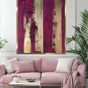 Pink Gold Abstract Painting Gold Textured Wall Art Gold Leaf Art Pink ...