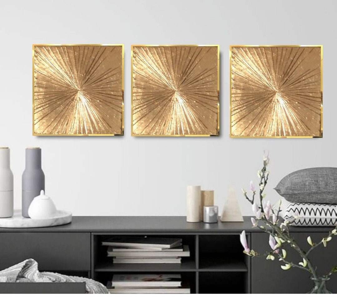 Small Art Gold Painting Gold Abstract Wall Art Gold Leaf Painting