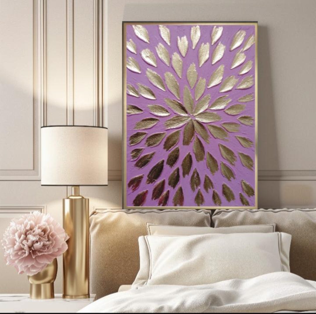 Pink and Gold Wall Art Gold Abstract Acrylic Painting on Canvas Gold ...