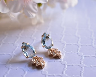 Art Deco Light Blue Earrings: Teardrop Crystal Bridal Jewelry