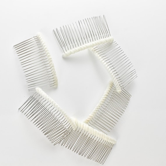 Tulle Wrapped Veil Comb: DIY Bridal Comb (3x1.5 inches)