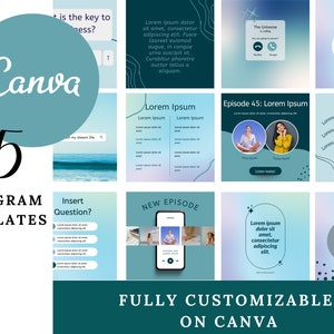 ウェルネスコーチ向けのクールなブルーの Instagram テンプレート l Canva テンプレート DIY l カスタマイズ可能な Instagram テンプレート