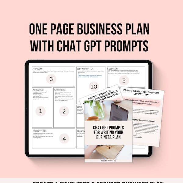 Eén pagina businessplan, Chat GPT vraagt om businessplan, Small Business plan, Lean businessplan, businessplan sjabloon afdrukbaar