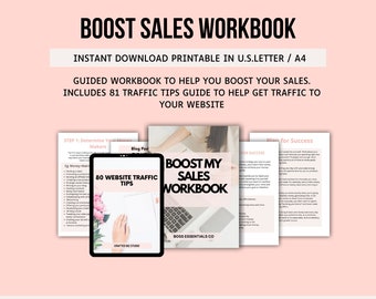 Boost Sales Workbook, How to Boost Online Sales,  Business Growth Success plan, Small Business Toolkit, sales guide, sales playbook