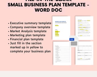 Business Plan Template Word Fill in the blank business plan for small business