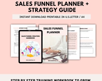 Sales Funnel Planner Workbook, Grow your business guide, Lead Magnet Creation, How To Create A Sales Funnel, Digital Marketing Workbook
