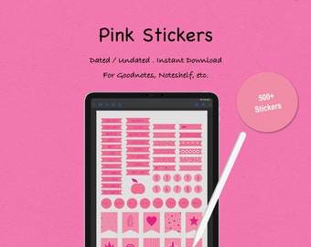 Light and Dark Pink Stickers for Planner. Yearly, Monthly, Daily, Budget and Goals