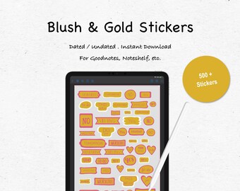 Blush and Gold Stickers for Planner. Yearly, Monthly, Daily, Budget and Goals