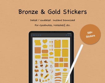 Bronze and Gold Stickers for Planner. Yearly, Monthly, Daily, Budget and Goals