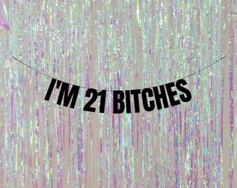 Bannière personnalisable pour 21 ans : décoration de célébration J'ai 21 ans ! Bannières et panneaux du 21e anniversaire. Décorations amusantes du 21e siècle. Joyeux 21 décembre.