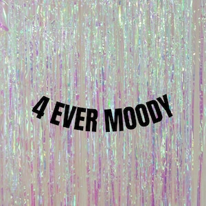 Customisable 4 ever moody birthday banner. Fourth birthday decorations. 4th birthday banners & signs. Modern 4th birthday party decorations.