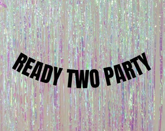 Ready Two party banner. Second birthday decorations. 2nd birthday banners & signs. Modern 2nd birthday decorations. 2nd Birthday themes.