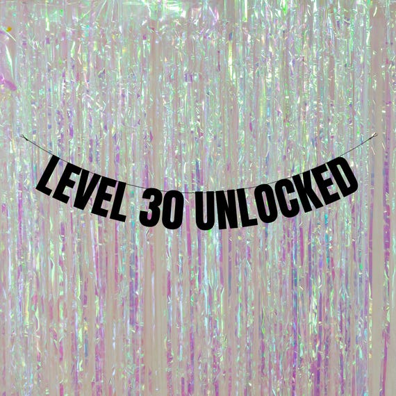 Customisable 30th Birthday Banner: Level 30 unlocked Celebration Decor! 30th birthday banners and signs. Funny 30th decorations.