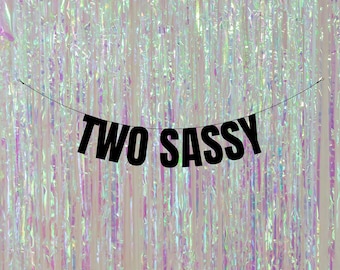 Customisable Two sassy birthday banner. Second birthday decorations. 2nd birthday banners & signs. Modern 2nd birthday decorations.