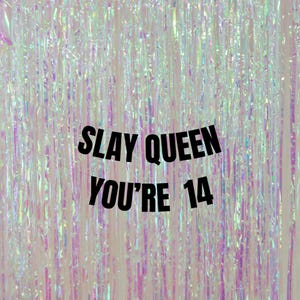 Slay Queen you're 14 Banner. Moderne Dekoration zum 14. Einzigartige 14. Geburtstag Partygirlanden und Schilder. Lustige Wimpelketten zum 14.