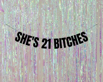 Bannière personnalisable pour 21 ans : décoration de célébration des 21 salopes ! Bannières et panneaux du 21e anniversaire. Décorations amusantes du 21e siècle. Joyeux 21 décembre