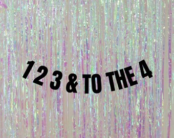 1、2、3、そして4歳の誕生日バナー。4歳の誕生日の飾り付け。4歳の誕生日のバナーと看板。モダンな4歳の誕生日パーティーの装飾。