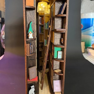 Book Nook Kit, Laser-Cut Library Shelf Insert With Acrylic Mirrored Back