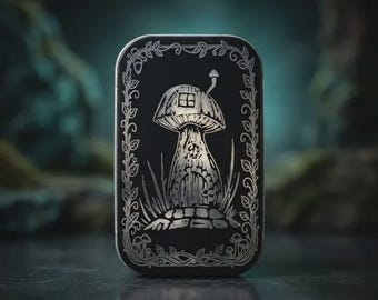 Art Engraved Tin - Mushroom Fairy House