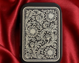 Art Engraved Tin - Floral Scroll Sunflower