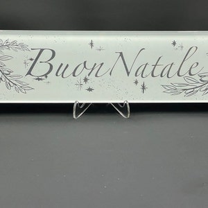 Buon Natale - Engraved Glass Tile, Glass Plaque
