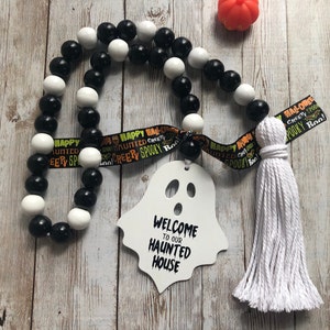 Halloween Ghost Bead Garland | Haunted Ghost Decor |