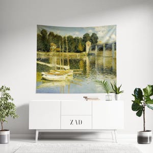 Claude Monet Tapestry, Background Art, Aesthetics Tapestry, Landscape Painting Tapestry, Vintage Landscape Art, Antique Tapestry, Wall Decor