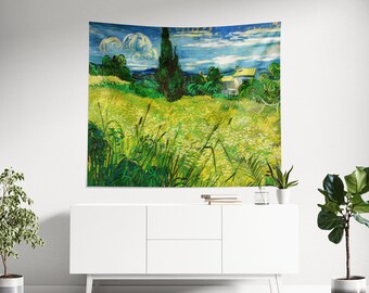 Van Gogh Tapestry, Farmland, Landscape Art, Eclectic Decor, Vincent Van Gogh, Oil Painting Tapestry, Aesthetics Tapestry, Background Decor