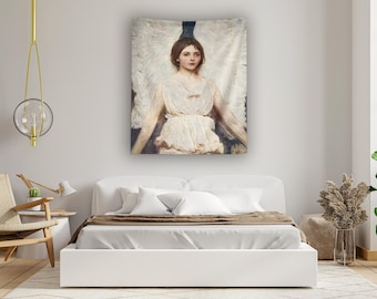 Angel Tapestry | Angel Artwork Tapestry | Catholic Tapestry | Mid Century | Vintage Wall Art | Fine Art Print | Vintage Tapestry