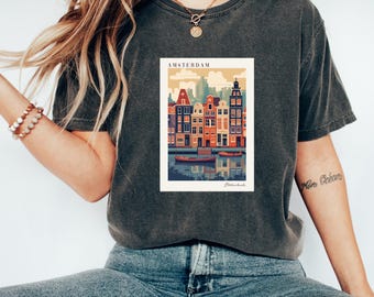 Maglietta di Amsterdam / Abbigliamento Paesi Bassi / Maglietta di Amsterdam / Souvenir di viaggio / Maglietta della cultura olandese / Regalo Paesi Bassi
