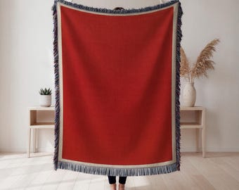 Red Color Field Woven Blanket, Abstract Tapestry Throw, Modern Art Decor, Art Lover Gift, Wall Tapestry, Home Decor, Art Blanket