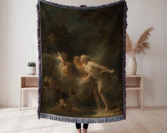 Jean Honoré Fragonard The Fountain of Love Woven Blanket, Allegorical Love Scene Art Tapestry Throw, Romantic Home Decor, Art Lover Gift