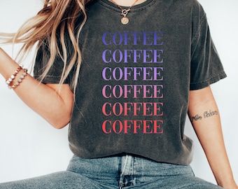 Retro koffie-T-shirt, T-shirt koffieliefhebber, cadeau-shirt koffiedrinker, koffieshirt dames