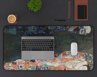 Gustav Klimt Desk Mat, Aesthetic Desk Mat, Gustav Klimt Print, Klimt Painting, Gothic Decor, Death Art, Large Desk Mat, Office Decor