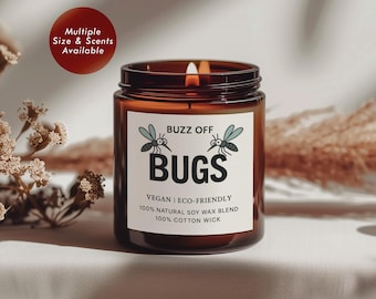 Bougie de soja parfumée à la citronnelle (pot ambré), bougie de terrasse insectifuge d'extérieur, décoration de patio, cadeau garden-party