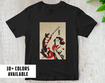 Japanese Cat Tshirt | Japanese Art Tshirt | Cat Tshirt | Japanese Tee | Japanese Cat Gift | Fine Art Tee | Gift For Her | Gift For Him
