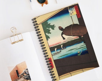 Japanese Notebook, Utagawa Hiroshige Notebook, Japanese Turtle Art, Spiral Notebook, Japan Journal, Ukiyo-e Notebook, Japanese Gift