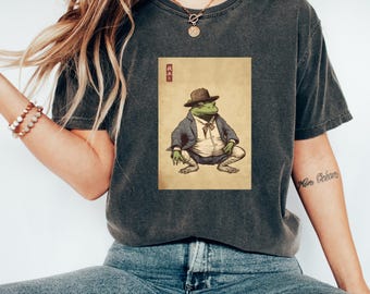 Frosch Tshirt | Frosch im Outfit Illustration | Vintage Tshirt | Ästhetisches Tier Tshirt | Kunst Tshirt