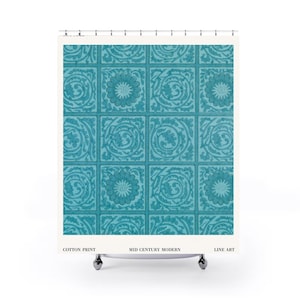 Mid Century Modern Shower Curtain | Tile Pattern Bathroom | Retro Decor | Geometric Design | Modern Bathroom
