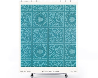 Mid Century Modern Shower Curtain | Tile Pattern Bathroom | Retro Decor | Geometric Design | Modern Bathroom