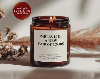 New Boob Confidence Scented Soy Candle (Amber Jar), Boob Job, Breast Lift & Reduction Recovery Pamper Gift