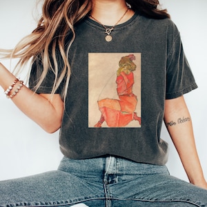 Art Tshirt | Egon Schiele - Seated Woman with Bent Knee | Vintage Tshirt | Aesthetic Tshirt | Elegant Tshirt
