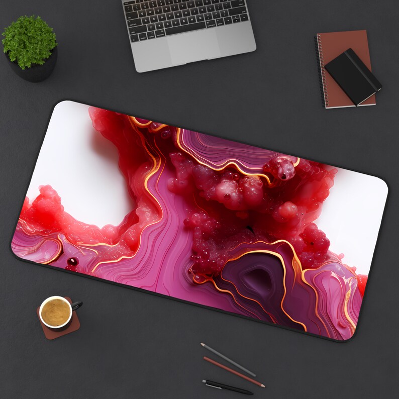 Aesthetic Desk Mat, Abstract Mousepad, Red Gaming Desk Mat, XXL Large