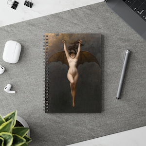 Bat Woman Notebook | Vampire Woman Notebook | Gothic Notebook | Spiral Notebook | Vampire Lover Gift | Vintage Journal | Hardcover Notebook