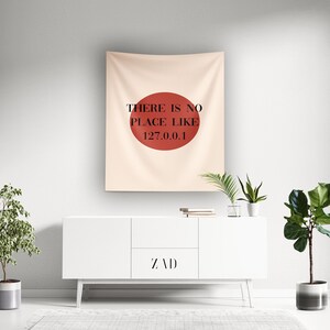 There Is No Place Like 127.0.0.1 Tapestry | Geeky Tapestry | Gamer Tapestry | Coder Art | Gamer Room Decor | Bedroom Decor