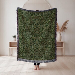 Floral damask woven blanket, botanical vine pattern, home decor gift, Wall Tapestry, Home Decor, Art Blanket