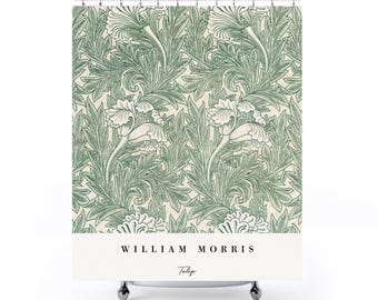 William Morris Tulpan duschdraperi | Vintage badrum | Naturinspirerad inredning | Blomsterkonst | Elegant badrumsdesign